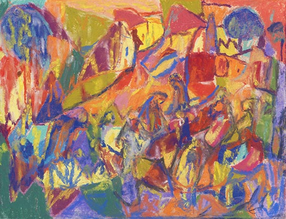 Adolf Hölzel - Komposition mit Landschaft und Figurengruppe