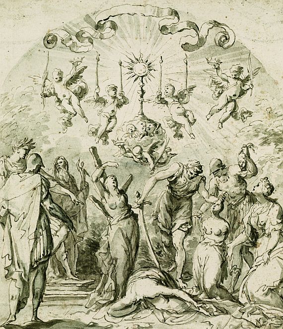  Flämisch - Ein römischer Herrscher ordnet die Hinrichtung dreier Märtyrerinnen an