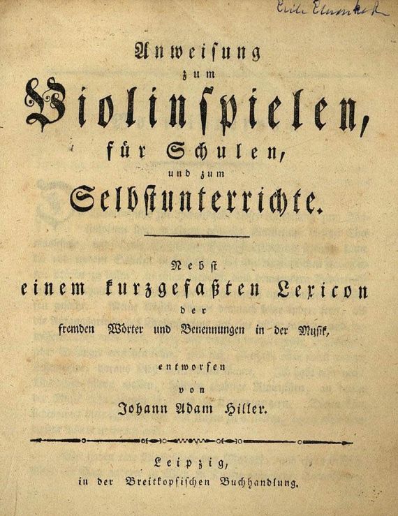 Johann Adam Hiller - Anweisung zum Violinspielen