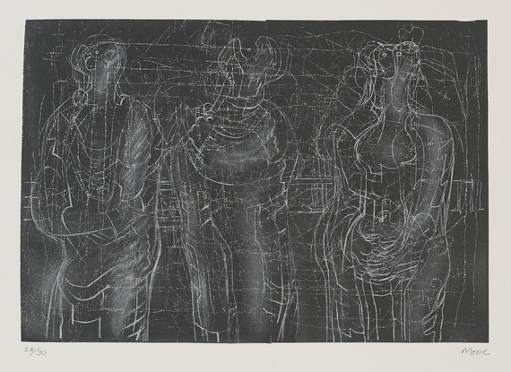 Henry Moore - Three cloaked figures II
