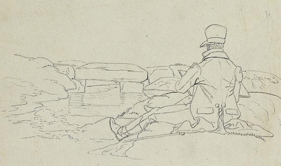 Johann Adam Klein - Zugeschrieben - Zeichner am Fluss