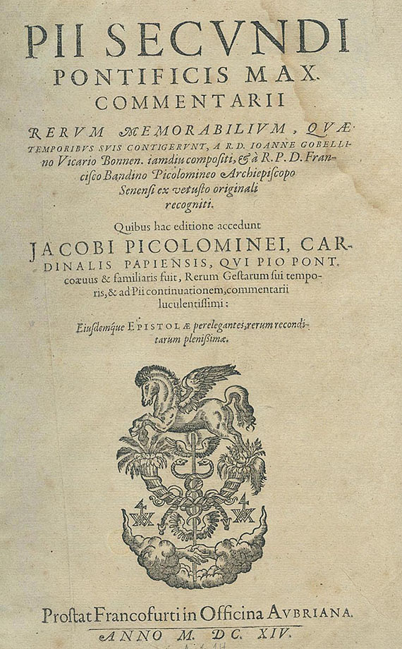 (Aeneas Slivius Piccolomini) Pius II. - Commentarii. 1614.