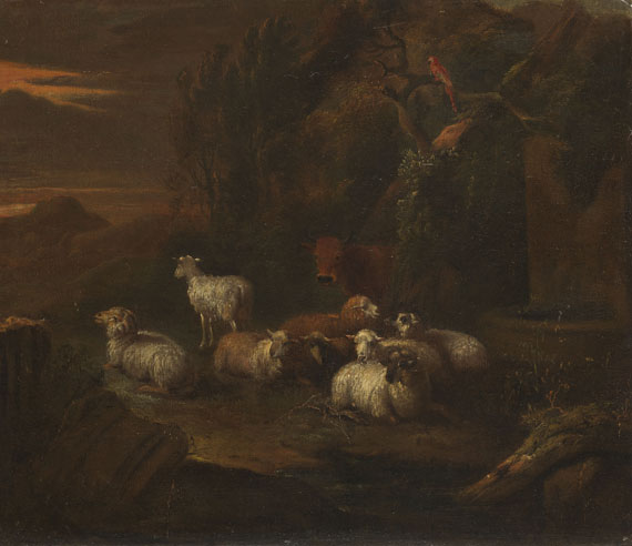 Jacob van der Does I - Zugeschrieben - Der rote Papagei