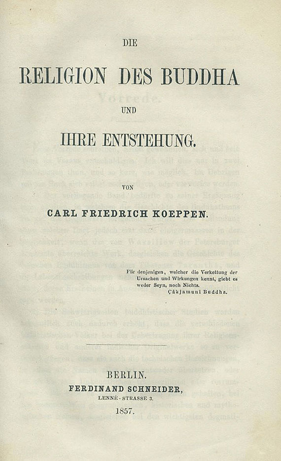 Carl Friedrich Koeppen - Religion des Buddha. 2 Bde.