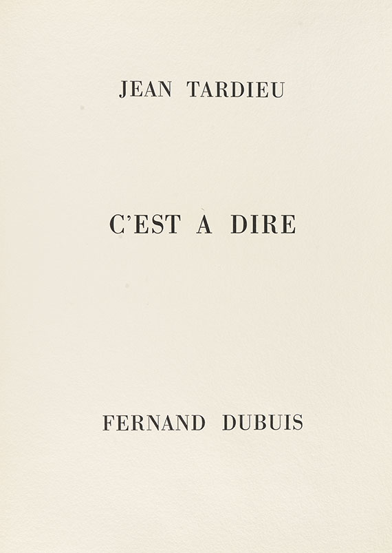 Fernand Dubuis - Jean Tardieu. C