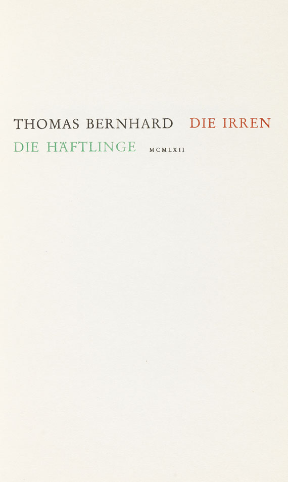 Thomas Bernhard - 4 Erstausgaben. 4 Bde.