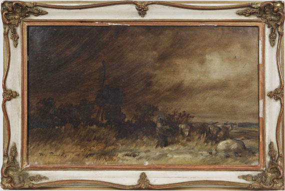 Wilhelm Busch - Wiedensahler Bockmühle bei aufziehendem Sturm - Rahmenbild