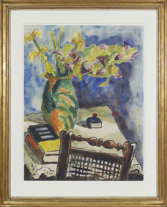 Karl Schmidt-Rottluff - Stillleben mit braunem Stuhl - Rahmenbild