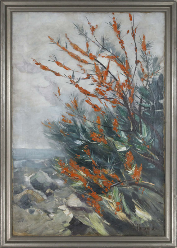 Karl Hagemeister - Sanddornstrauch an der Meeresküste - Rahmenbild