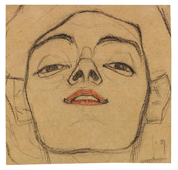 Egon Schiele - Kopf einer jungen Frau, von unten gesehen