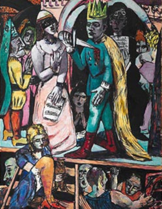 Abbildung zu: Max Beckmann, Schauspieler (Tryptichon, Mittlere Tafel), 1941/42, Öl auf Leinwand, Fogg Art Museum, Harvard University Art Museum, Cambridge.