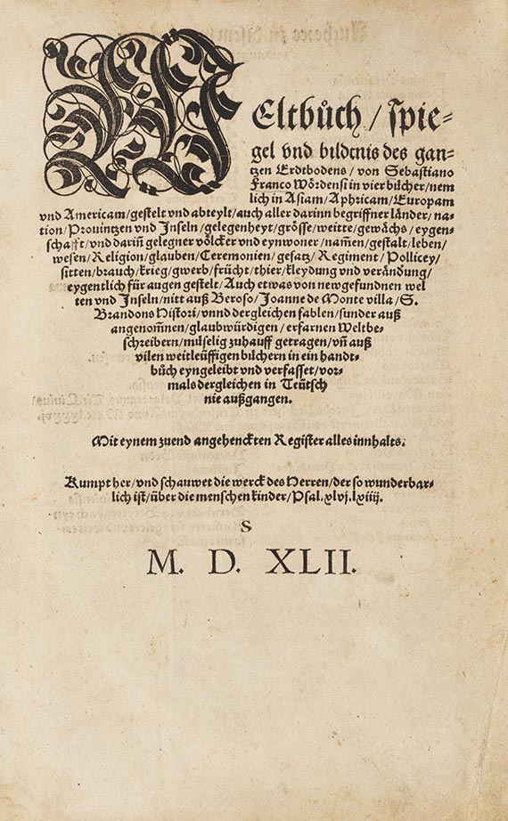 Sebastian Franck - Weltbuch, Spiegel und Bildtnis des Gantzen Erdtbodens