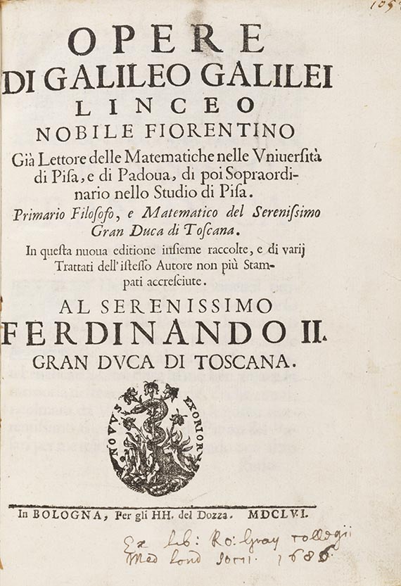 Galileo Galilei - Opere. In questa nuova editione insieme raccolte