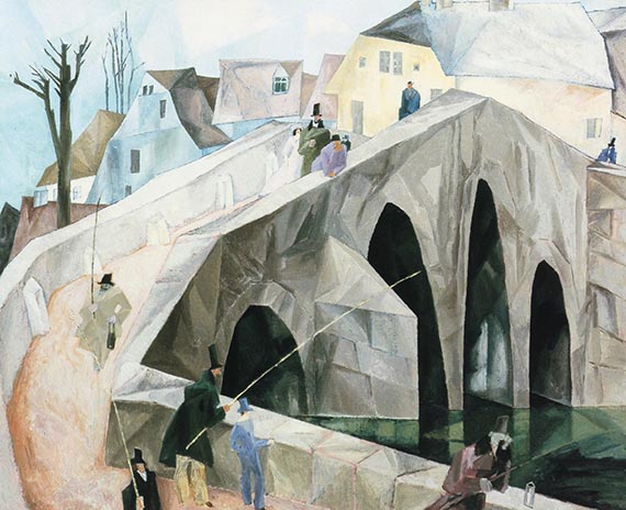 Abbildung zu: Lyonel Feininger, Brücke 0, 1912, Öl auf Leinwand, Privatsammlung. © VG Bild-Kunst, Bonn 2025