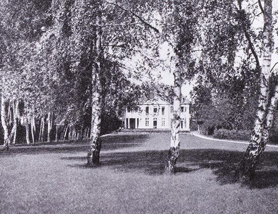 Abbildung zu: Die große Rasenfläche, links der Birkenweg, um 1911.