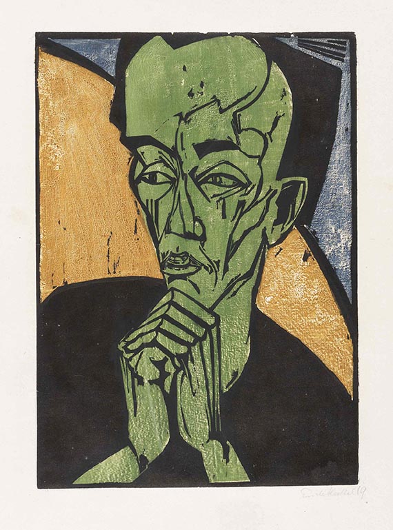 Erich Heckel - Männerbildnis (Männliches Bildnis / Männerkopf / Mann im Gebet)