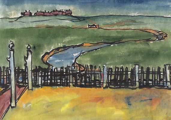 Emil Nolde - Halliglandschaft mit Gatter (Hooge)