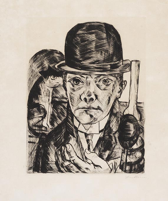 Max Beckmann - Selbstbildnis mit steifem Hut