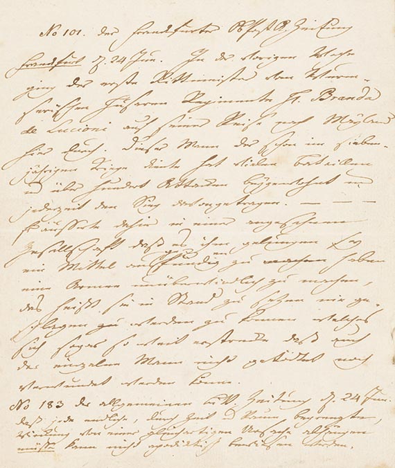 Johann Wolfgang von Goethe - Eigh. Exzerpte aus Zeitungen. 1 S.