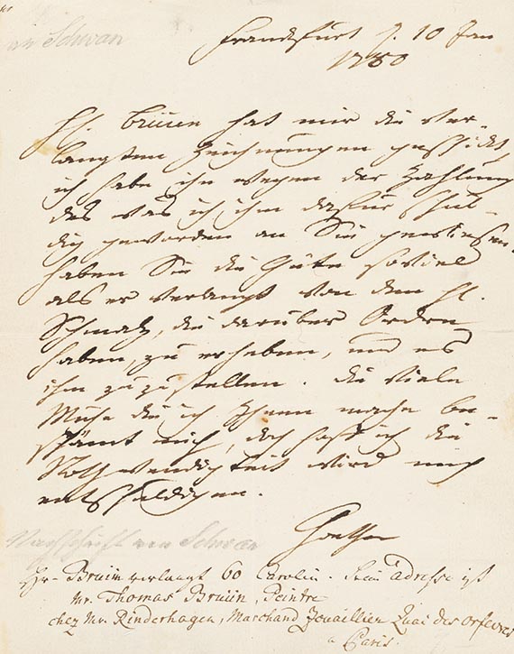 Johann Wolfgang von Goethe - Eigh. Brief an Chr. Fr. Schwan. 1 S.