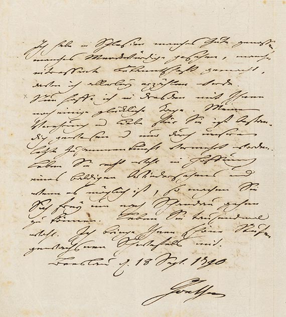 Johann Wolfgang von Goethe - Eigh. Brief aus Breslau an J. Fr. von Racknitz. 2 S.