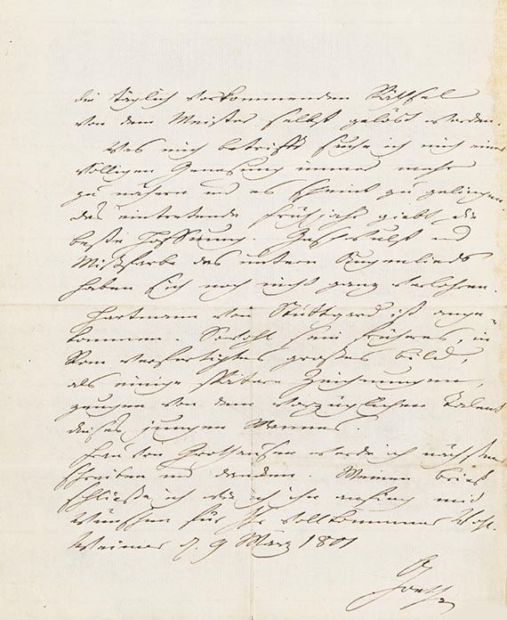 Johann Wolfgang von Goethe - Eigh. Brief an Herzog Carl August. 2 S.