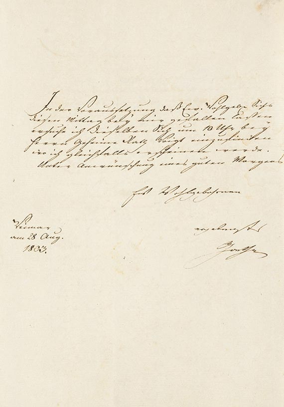Johann Wolfgang von Goethe - Brief von Schreiberhand an H. C. A. Eichstädt. 1 S.