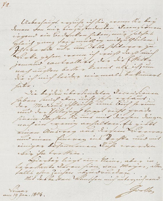 Johann Wolfgang von Goethe - Brief von Schreiberhand an H. C. A. Eichstädt. 2 S.