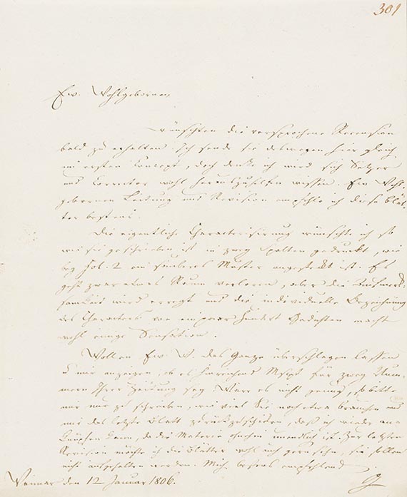 Johann Wolfgang von Goethe - Brief von Schreiberhand an H. C. A. Eichstädt. 1 S.