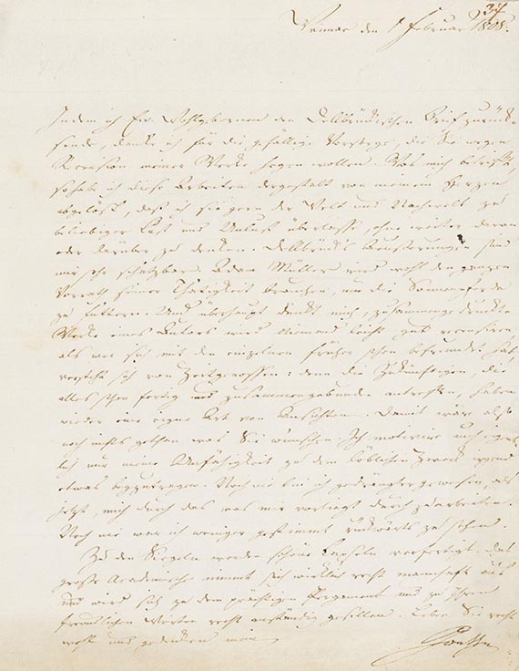Johann Wolfgang von Goethe - Brief von Schreiberhand an H. C. A. Eichstädt. 1 S.