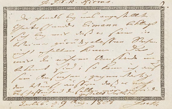Johann Wolfgang von Goethe - Eigh. Billet an F. Kirms. 1 S.