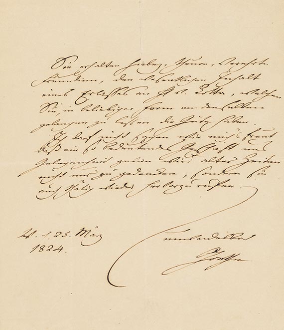 Johann Wolfgang von Goethe - Eigh. Brief an C. von Wolzogen. 1 S.
