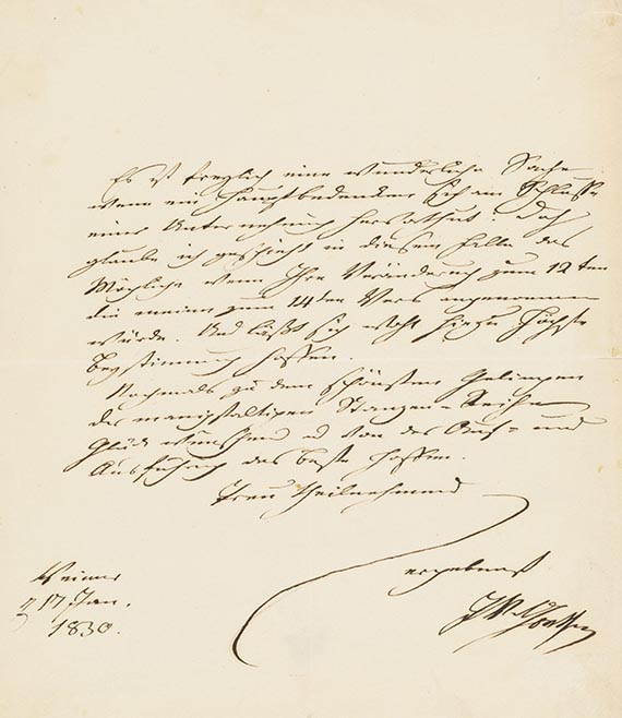 Johann Wolfgang von Goethe - Eigh. Brief an F. W. Riemer. 1 S.