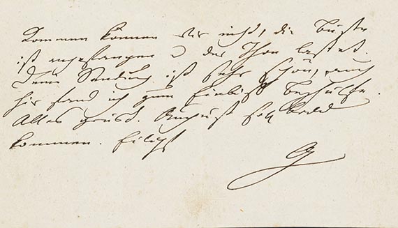 Johann Wolfgang von Goethe - Eigh. Billet an Ottilie von Goethe. 1 S.