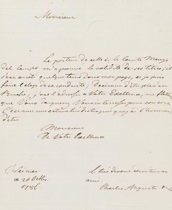 Großherzog von Sachsen-Weimar Carl August - Brief, 1 S.