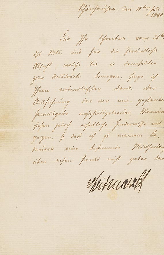 Otto Fürst von Bismarck - Brief, 1 S.