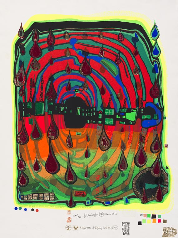 Friedensreich Hundertwasser - Sad not so sad is rainshine from rainday on a rainy day