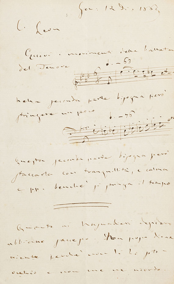 Giuseppe Verdi - Eigenhändiger Brief an Léon Escudier