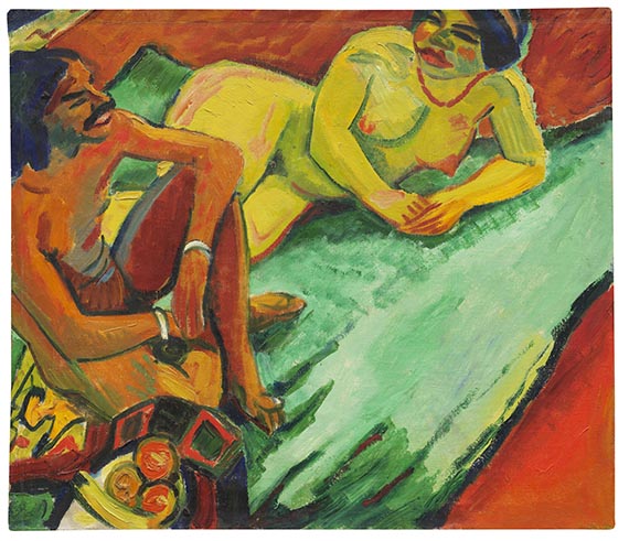 Hermann Max Pechstein<br />Inder und Frauenakt / Früchte (Rückseite), 1910