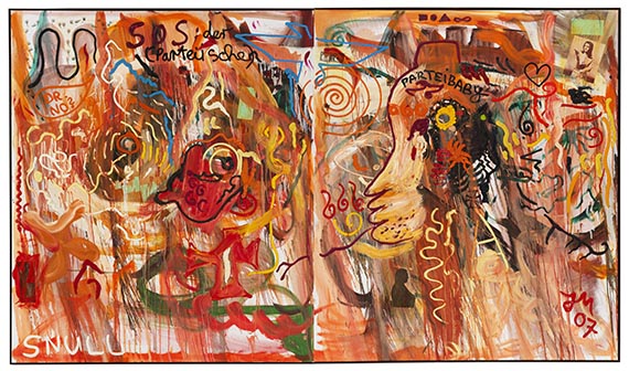 Jonathan Meese - Politikkätzchen "Pfötchen hoch" (zweiteilig)