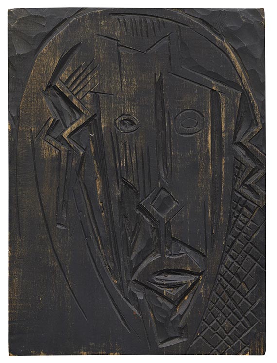 Karl Schmidt-Rottluff - Kopf / Fischer beim Aalstechen II