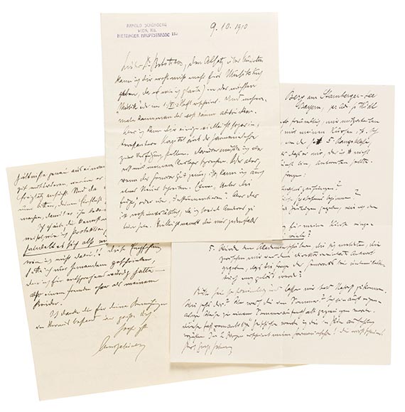 Arnold Schönberg - 3 eigh. Briefe m. U. an Hugo Botstiber, Musikwissenschaftler