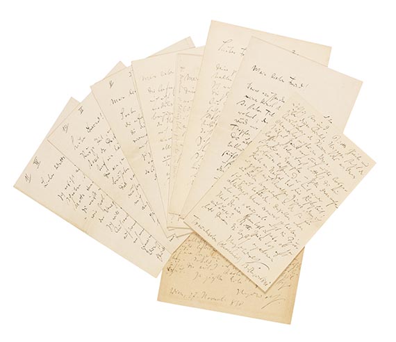 Hugo Wolf - 10 Briefe und 1 Postkarte m. U. an Hermann Wette. Dabei: 1 Postkarte von Detlev von Liiencron an Hugo Wolf (1891).