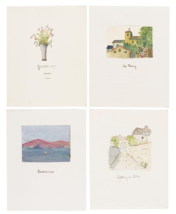 Hermann Hesse - Gedichte. Typoskript mit 12 Aquarellen