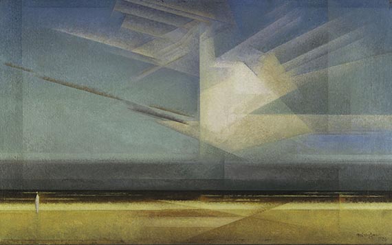 Abbildung zu: Lyonel Feininger, Vogelwolke, 1926, &Ouml;l auf Leinwand, Busch-Reisinger Museum, Cambridge. &copy; VG Bild-Kunst, Bonn 2026